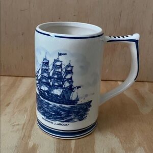 Vintage G.K.B. Hand Painted Warship Lagoda Defts Holland Mug or Beer Stein 1940
